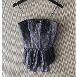 Rebecca Taylor Quilted Silk Corset Top